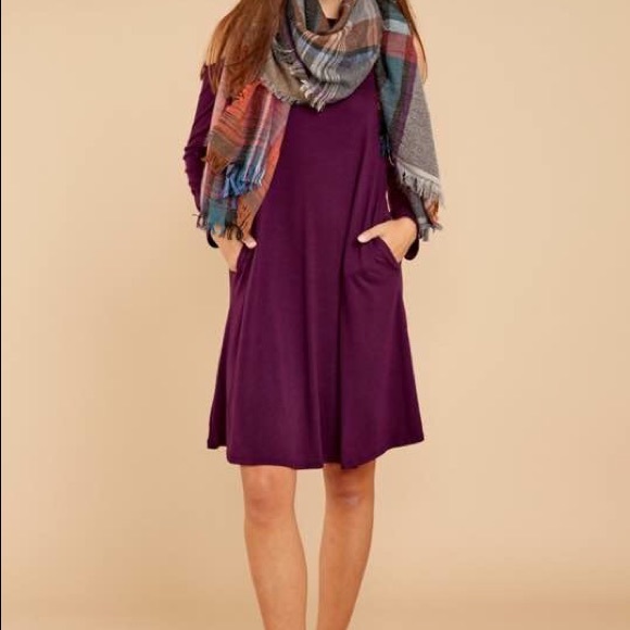 NWT Dark Purple Cold Shoulder Knit Dress - Picture 2 of 5